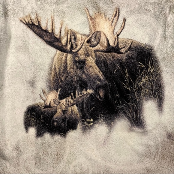 Vintage All Over Print Gray Moose Graphic Crew Neck Fleece Made in‎ USA XXL - Picture 3 of 5